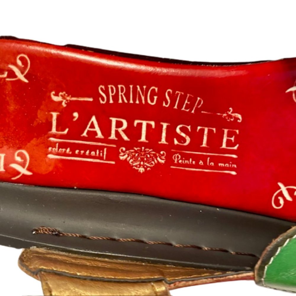 L'artiste by Spring Step Copa Red Colorful Clog Closed Toe Sandal EU 37 US 6.5 - Picture 4 of 8